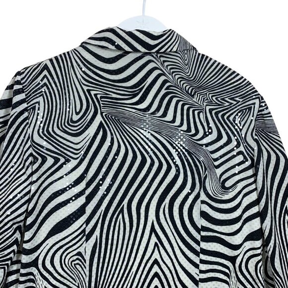 Joseph Ribkoff Jacket Size 14 Animal Print Black & white Sequins Full Zip - Picture 8 of 11